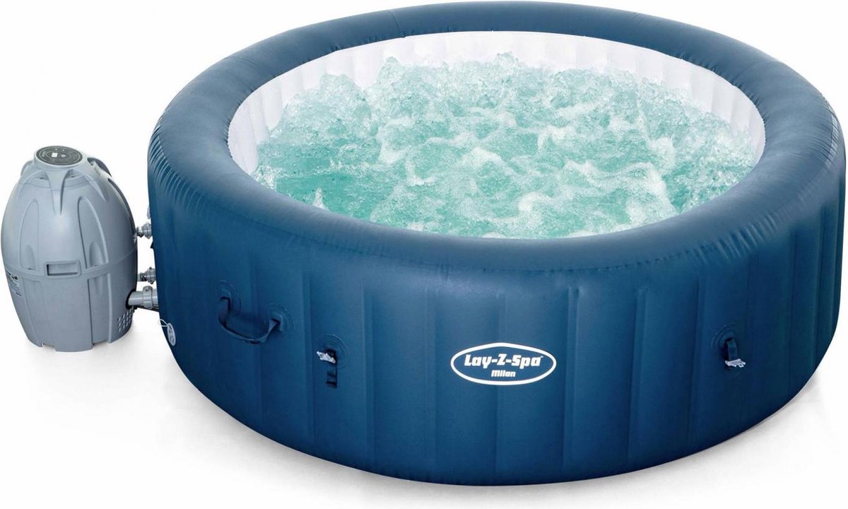 Lay-Z Spa Airjet plus – Milan blauw – Ronde spa 6 personen Ø200cm, PVC, met afstandsbediening, verwarming, inflator, filter